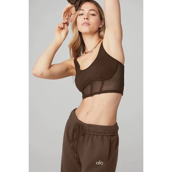 Alo Yoga Airbrush Mesh Corset Tank Expresso M - Picture 3 of 8